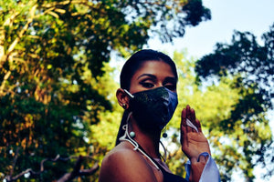 Coconut Branches Touch the Sky at Yarra Beach Face Mask