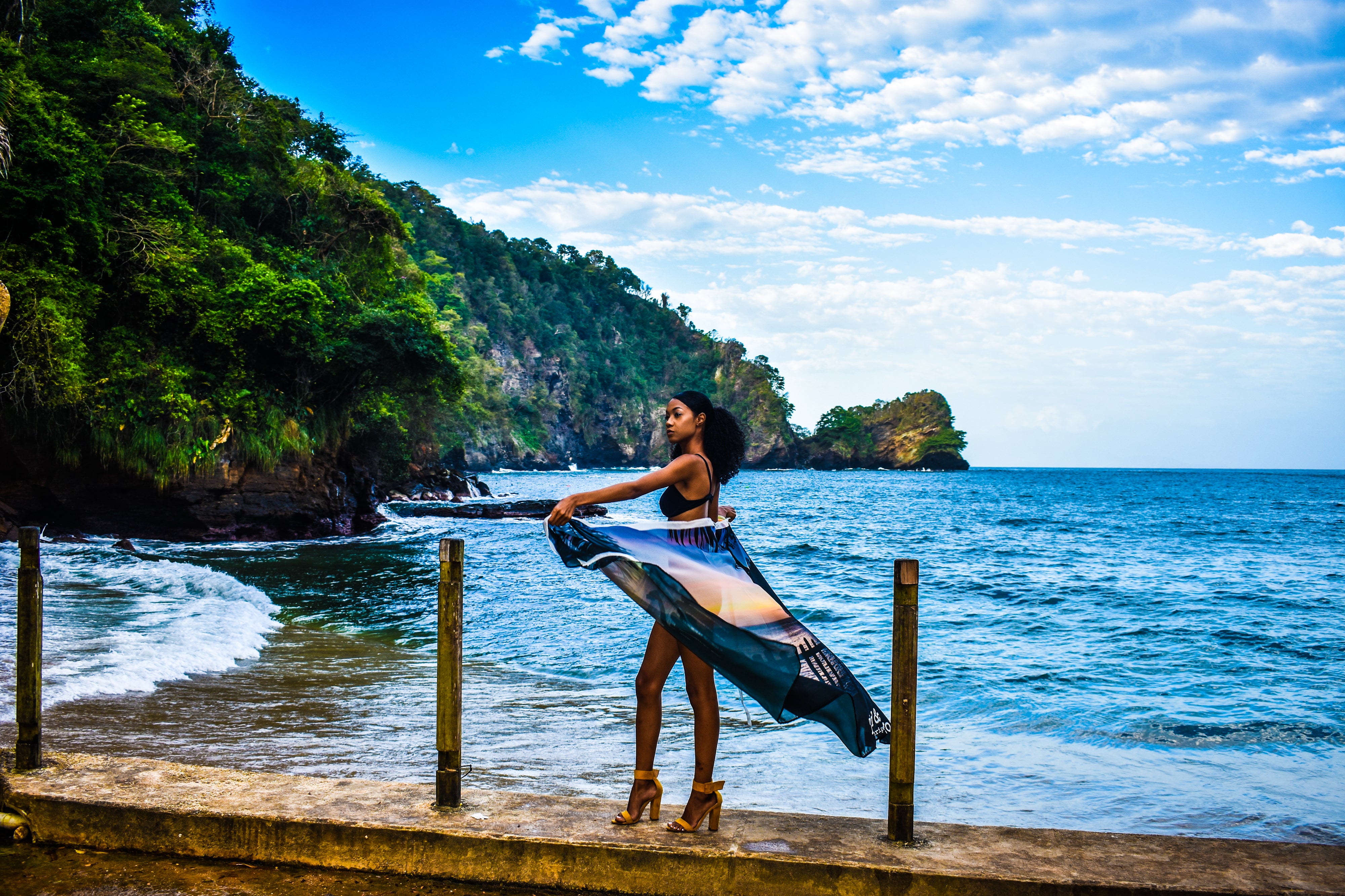 Macqueripe Bay Selfie Silhouettes Destination Wrap Dress