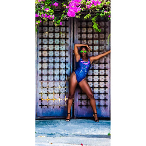 The Mysterious Bougainvillea-Covered Door One-Piece Swimsuit