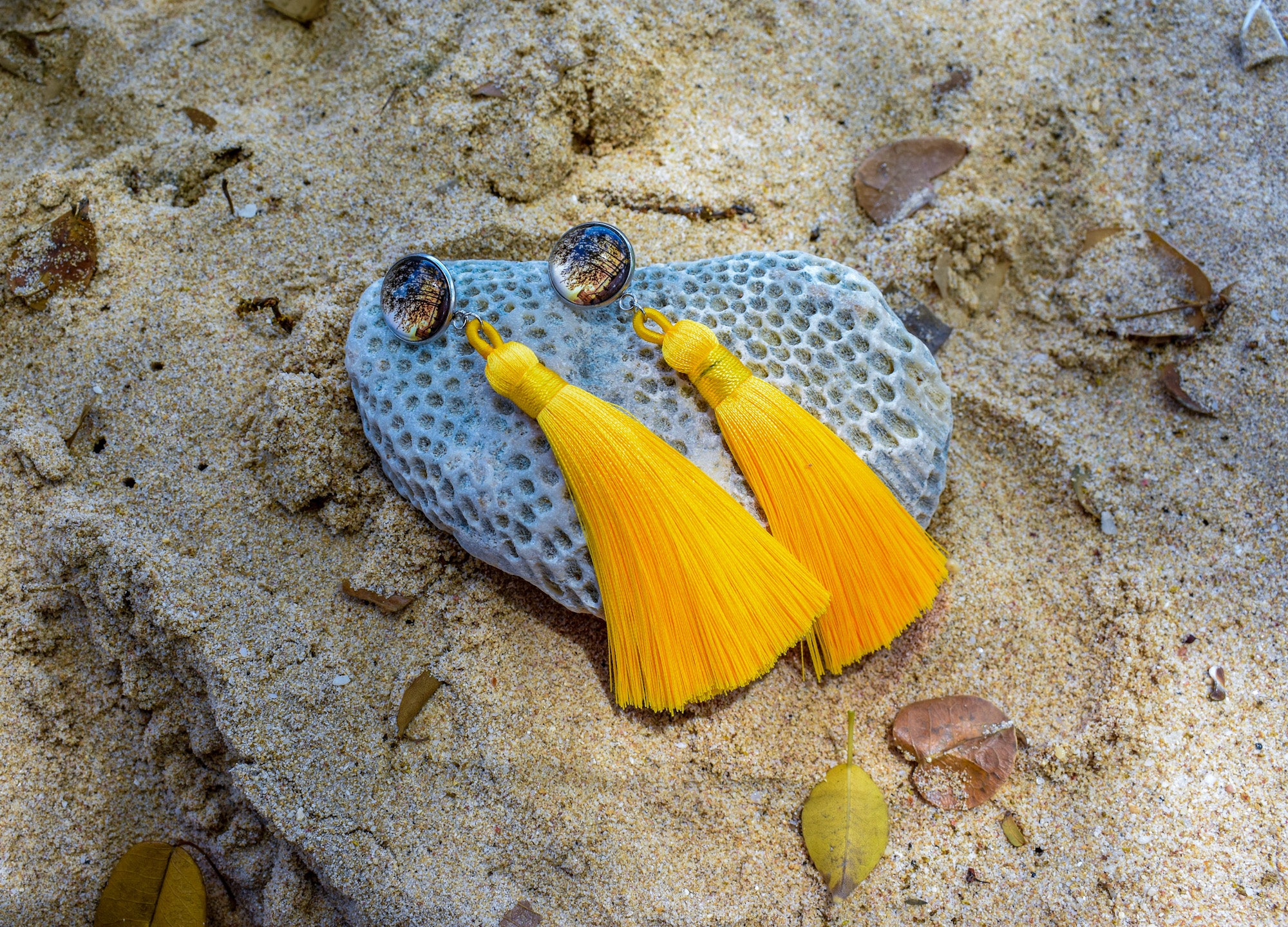 Miami Beach Barbados Yellow Tassel Earrings